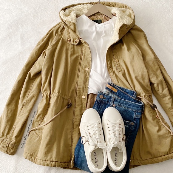 Tan Fleece Anorak Hood Lined Coat - Picture 3 of 11